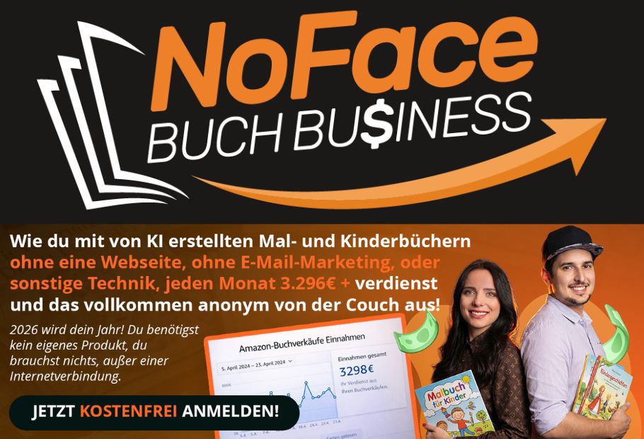 NoFace Buch Business von Sven Hansen, Tommy Seewal und Stephy Beck. Mit KI Kinderbücher und KI Malbücher erstellen