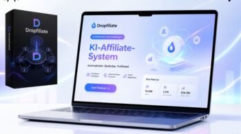 Dropfiliate von Ralf Schmitz und Sven Hansen, KI Affiliate System für Einsteiger. Zu sehen ist das Produkt und eine §D Box als Cover