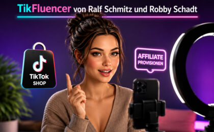 TikFluencer von Ralf Schmitz und Robby Schadt. Auf dem Cover sind der Videokurs und eine Influencerin zu sehen