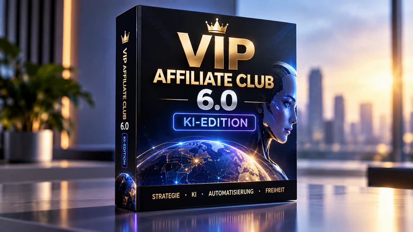 VIP Affiliate Club 6.0 KI-Edition von Ralf Schmitz. Der Kurs als 3D-Box wird dargestellt.